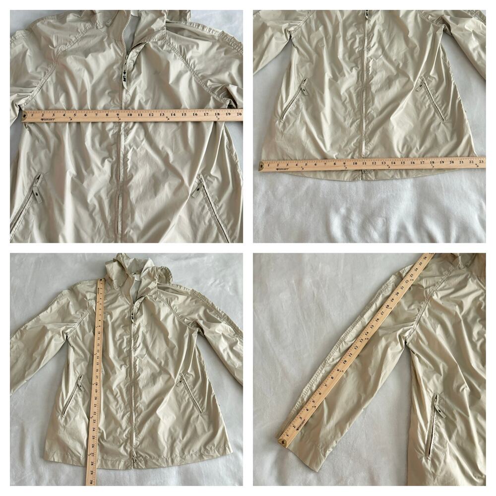 Moschino Life Windbreaker Large Tan Beige Hooded Jacket Coat Full Zip Gorpcore - Picture 9 of 9